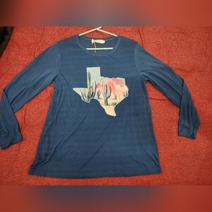 Blue Texas Graphic Long Sleeve Tee